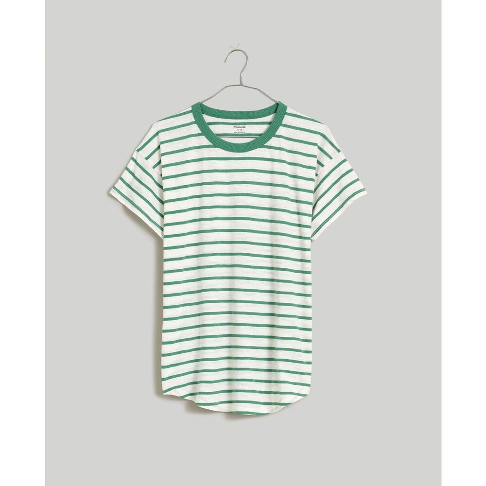 Madewell Whisper Crew Neck Tee in Lobster Stripe Size S
